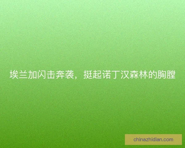 埃兰加闪击奔袭,挺起诺丁汉森林的胸膛 埃兰加闪击奔袭,挺起诺丁汉森林的胸膛